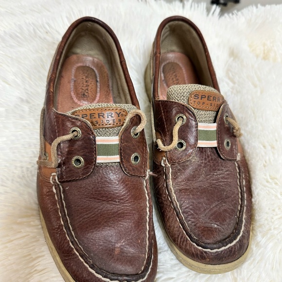 Sperry Women's Boat Shoes Sz 8.5 M Tan Leather Deck Loafers Comfort Outdoor - Picture 2 of 5